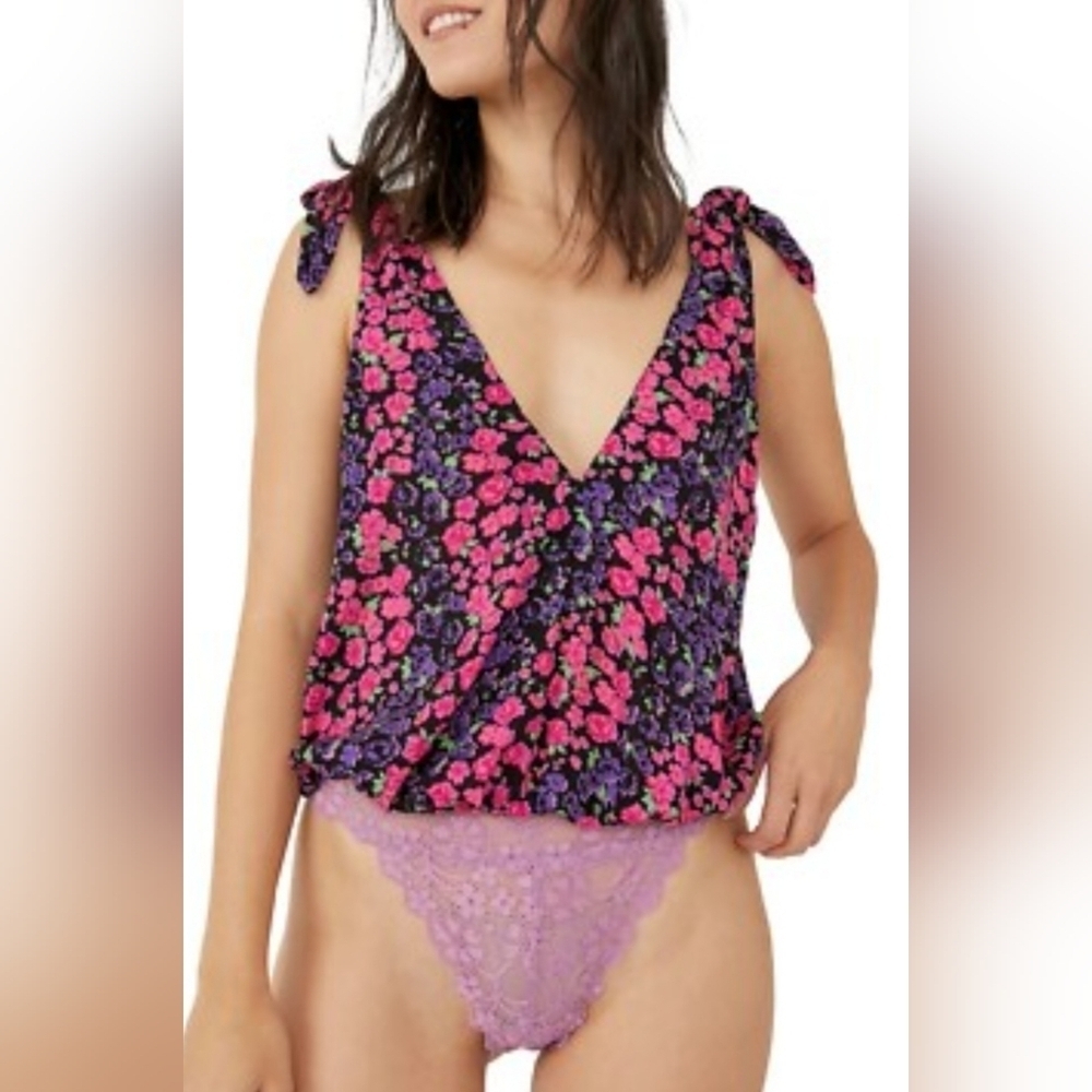 Free People Bare It All Bodysuit In Party Combo, BNWT, Size XS